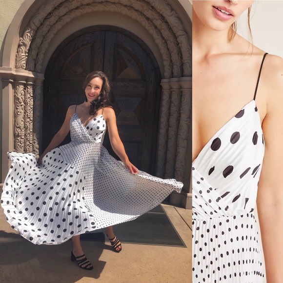 Jill Stuart Polka Dot Pleated Chiffon Imogen Maxi Dress 6 - Picture 11 of 11